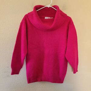 Vtg Express Tricot Womens Cowl Neck Sweater Size Medium Pink Angora Lambswool
